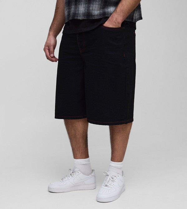 Plus & Tall Contrast Stitch Relaxed Fit Jorts