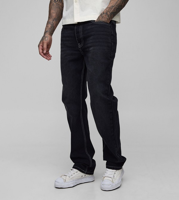 Tall Rigid Contrast Stitch Straight Fit Jeans