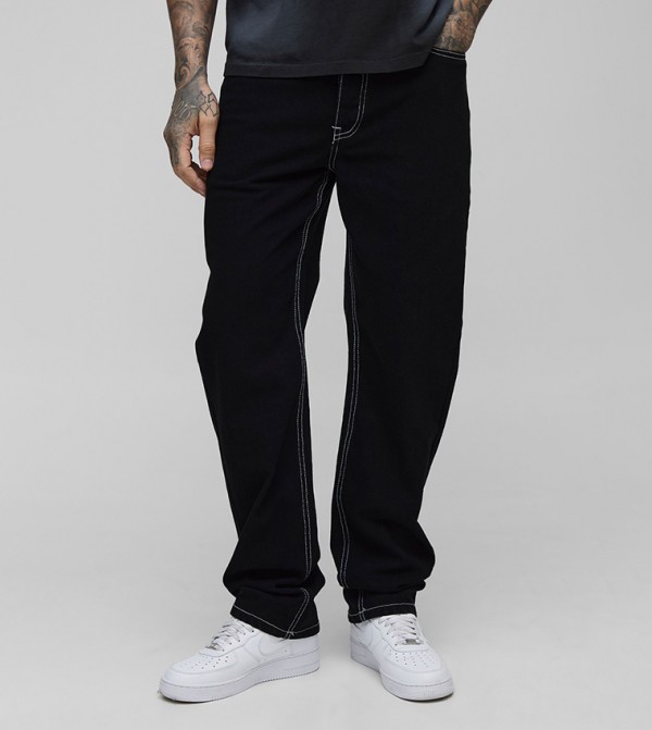Tall Straight Rigid Contrast Stitch Jeans