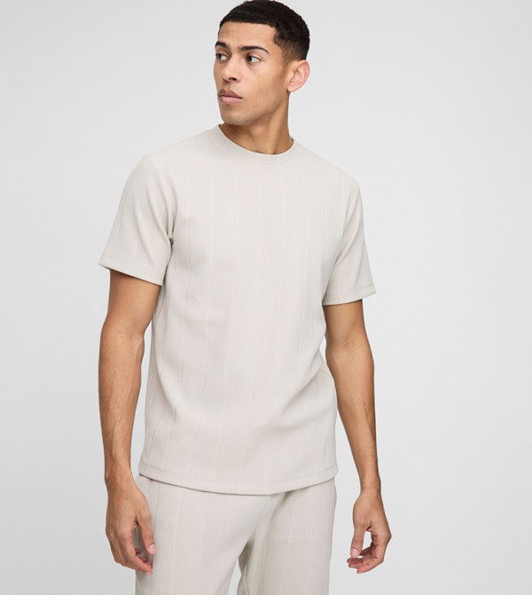 Ribbed Crew Neck T-Shirt