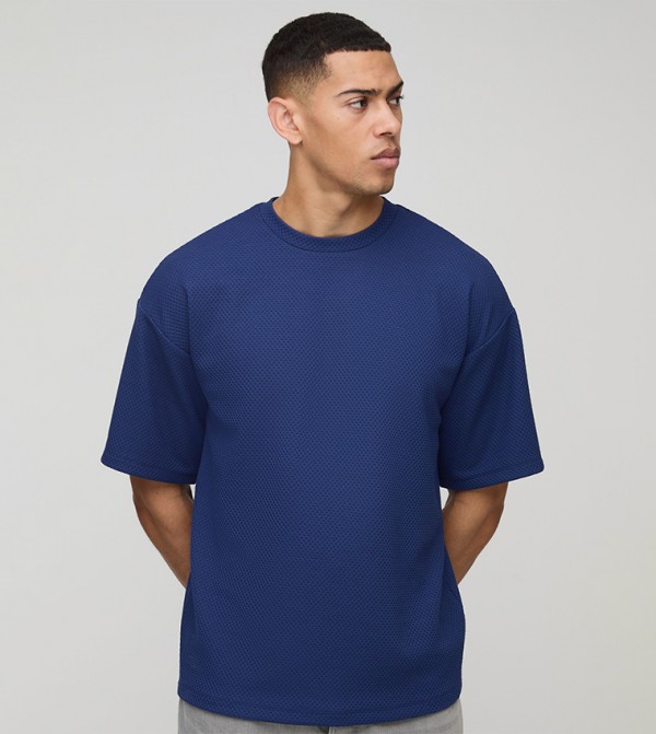 Textured Short Sleeves Oversized T-Shirt