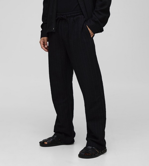 Straight Fit Jacquard Striped Joggers