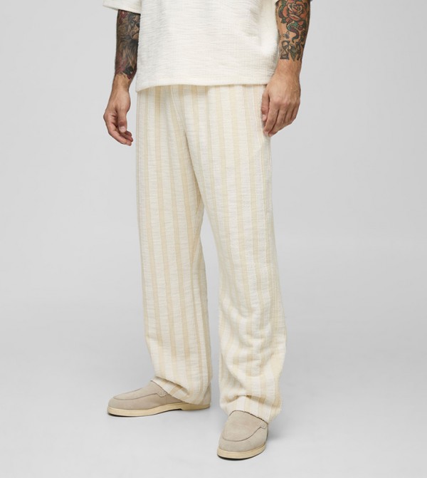 Straight Fit Jacquard Striped Joggers