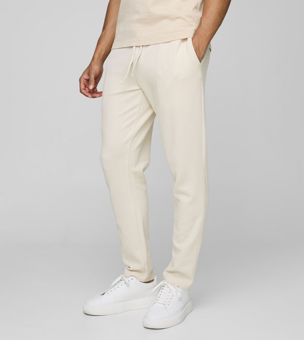 Cropped Tapered Textured Joggers