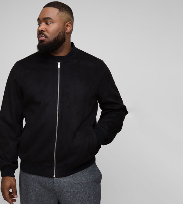Plus & Tall Faux Suede Regular Fit Bomber Jacket