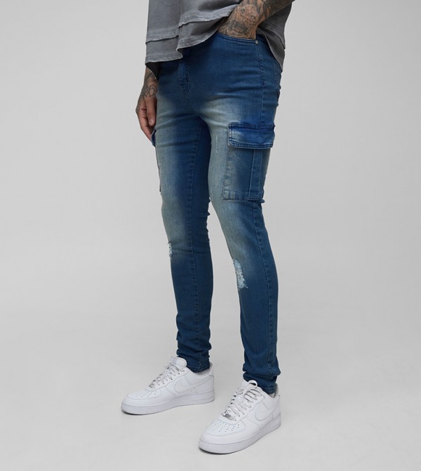 Tall Distressed Super Cargo Skinny Fit Jeans