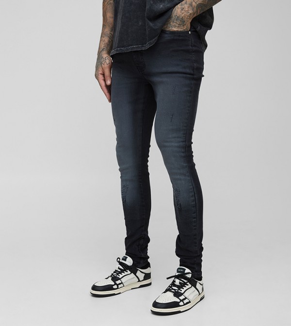 Tall Ripped Zip Hem Super Skinny Fit Jeans