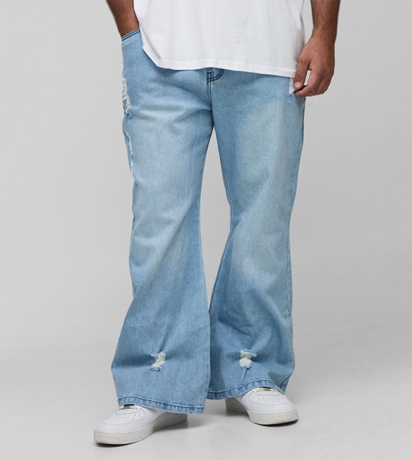 Distressed Carpenter Relaxed Flared Jeans