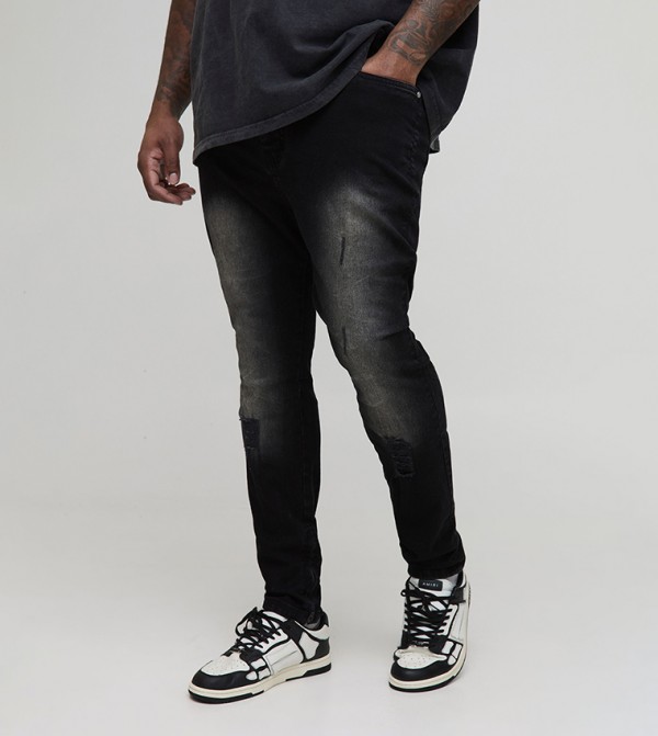 Ripped Zip Hem Super Skinny Fit Jeans