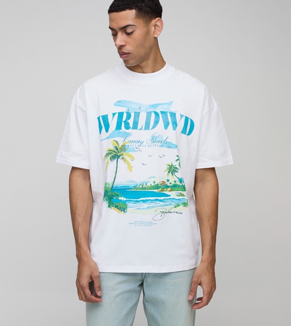 Wrldwd Beach Landscape Oversized T-Shirt
