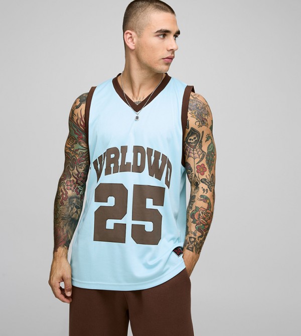 Worldwide V-Neck Mesh Basketball Vest Top