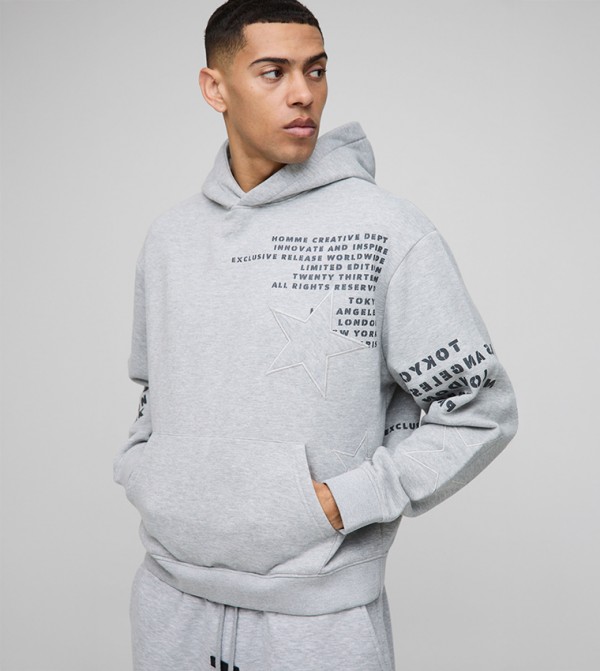 Printed Long Sleeves Oversized Hoodie