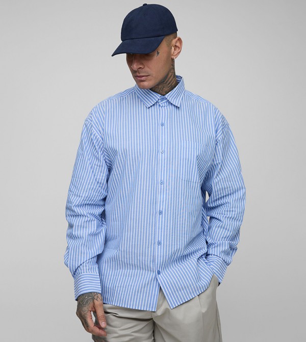 Tall Striped Oversized Long Sleeves Shirt
