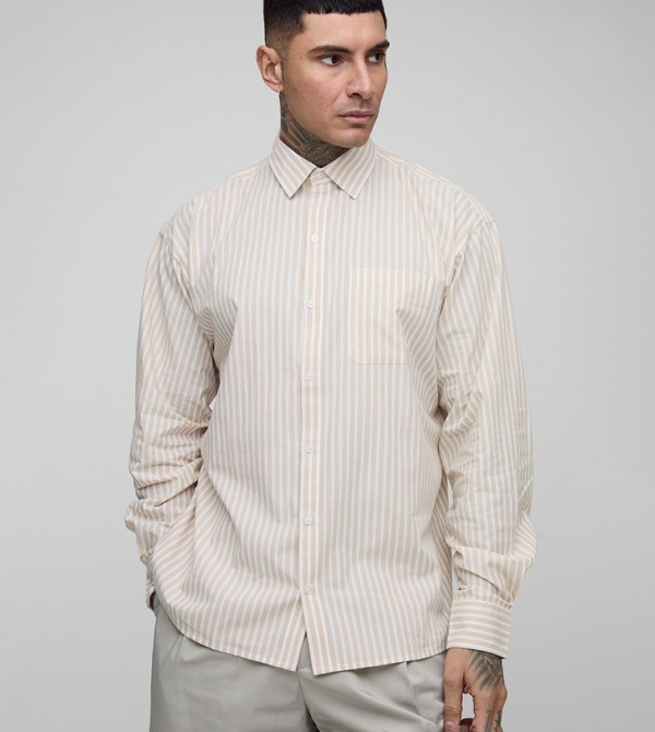 Tall Striped Oversized Long Sleeves Shirt