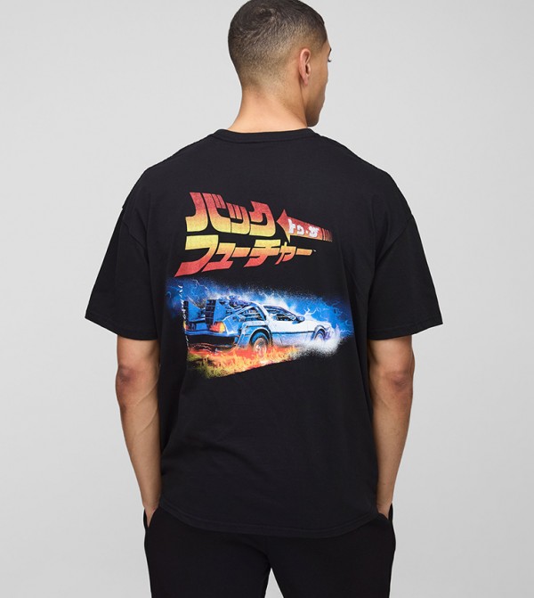 Back To The Future License Printed Oversized T-Shirt