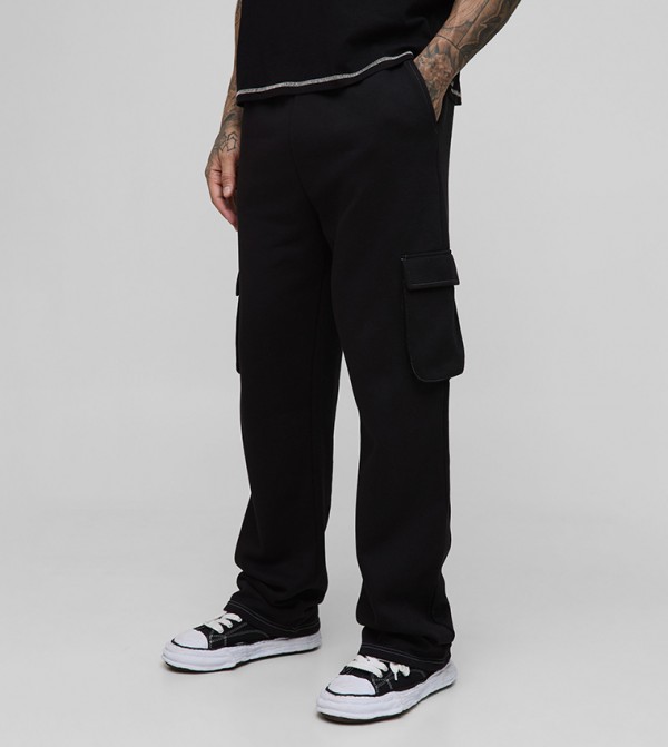 Plus & Tall Relaxed Fit Contrast Stitch Cargo Sweatpants