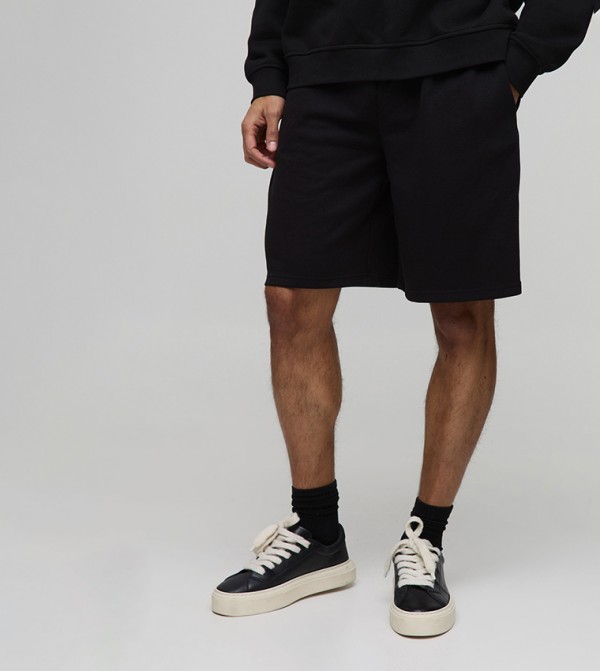 Solid Interlock Oversized Shorts