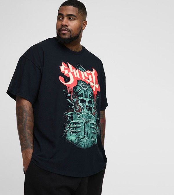 Plus & Tall Ghost License Print T-Shirt