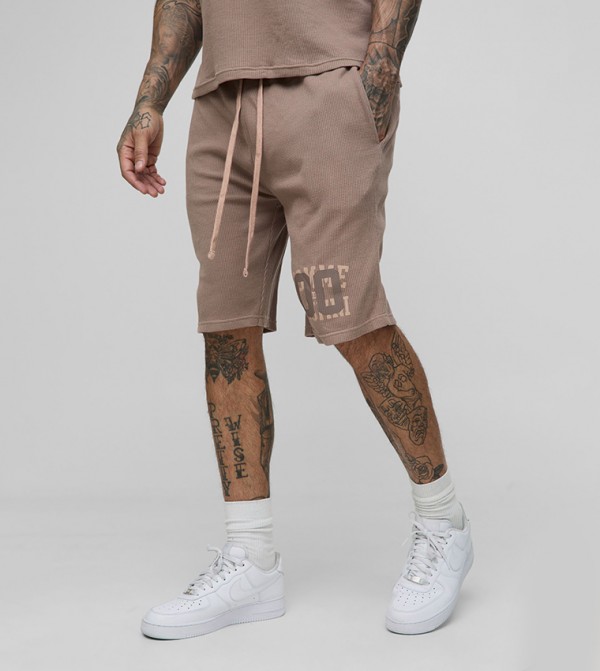 Plus & Tall Loose Fit Waffle Graphic Jersey Shorts