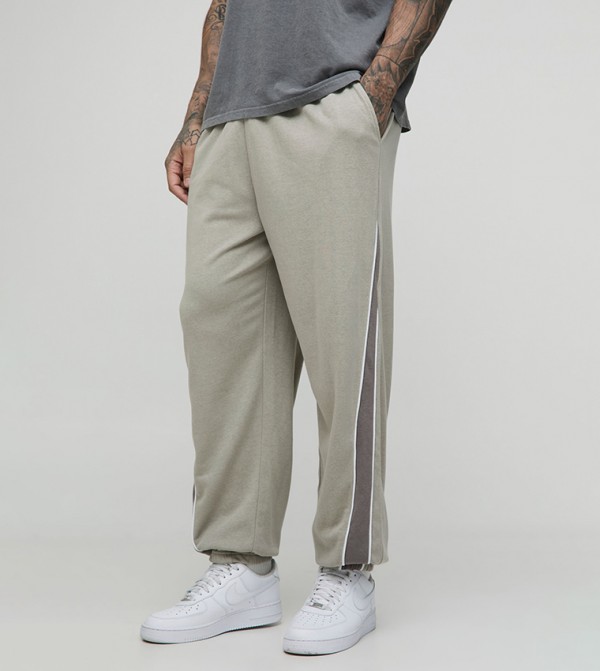 Plus & Tall Piping Detail Loopback Oversized Gusset Joggers