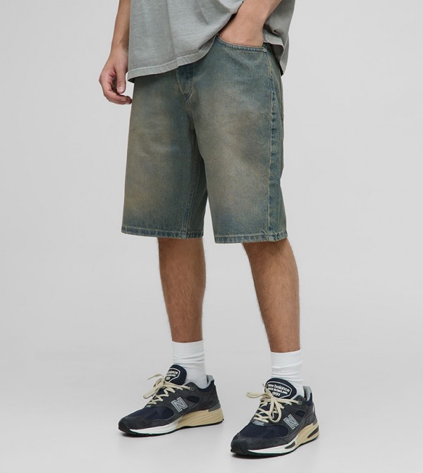 Relaxed Fit Antique Washed Denim Shorts