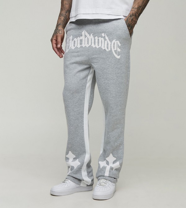 Tall Worldwide Cross Print Flared Gusset Sweatpants