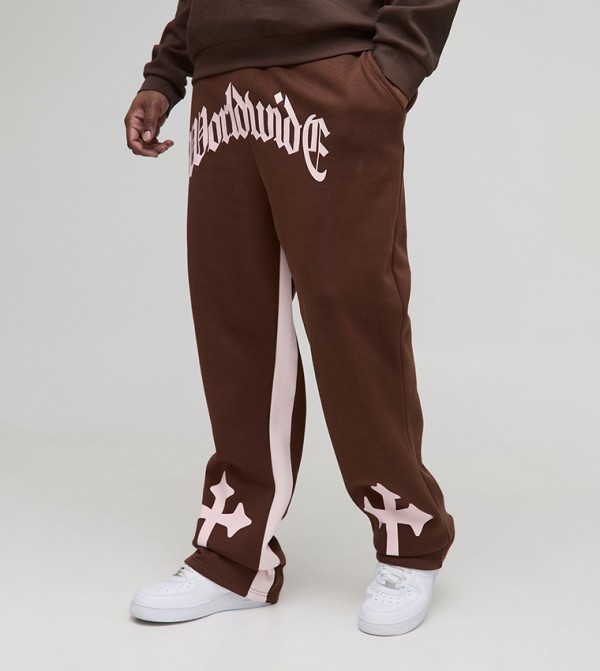 Worldwide Cross Print Flared Gusset Sweatpants