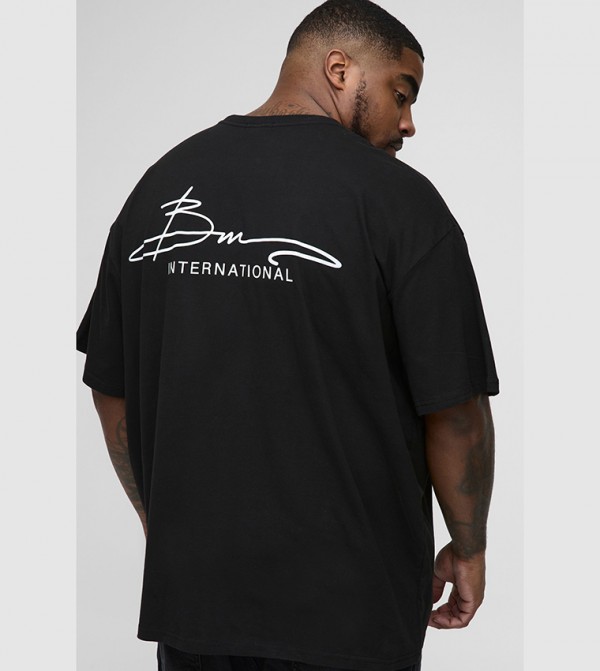 Plus & Tall BM International Print Oversized T-Shirt