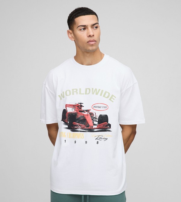 Worldwide Racing Champions Print Oversized T-Shirt