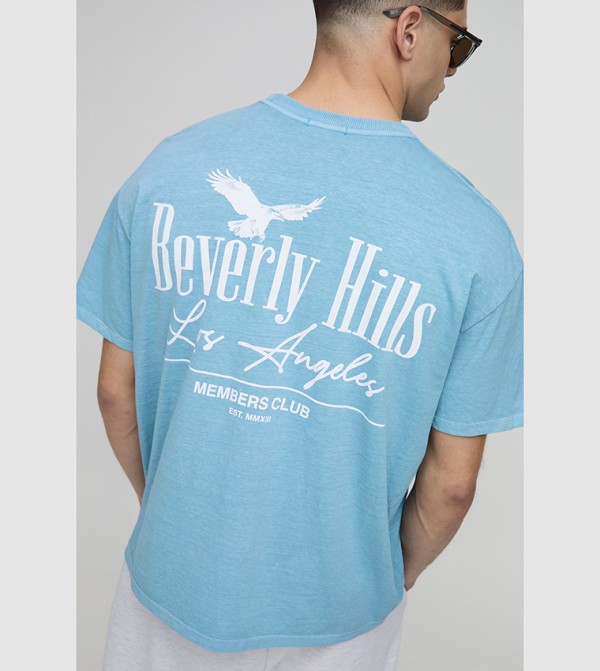Beverly Hills Bird Graphic Washed Oversized T-Shirt