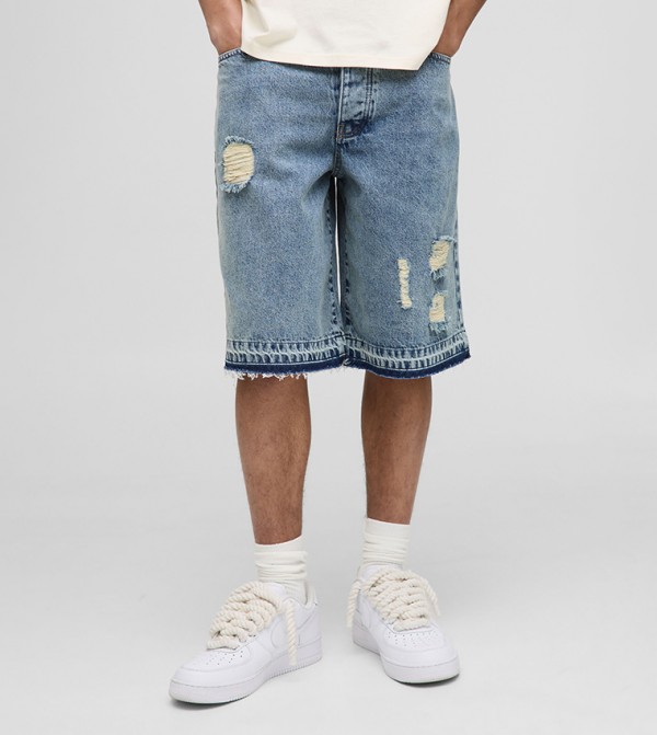 Regular Fit Ripped Shorts