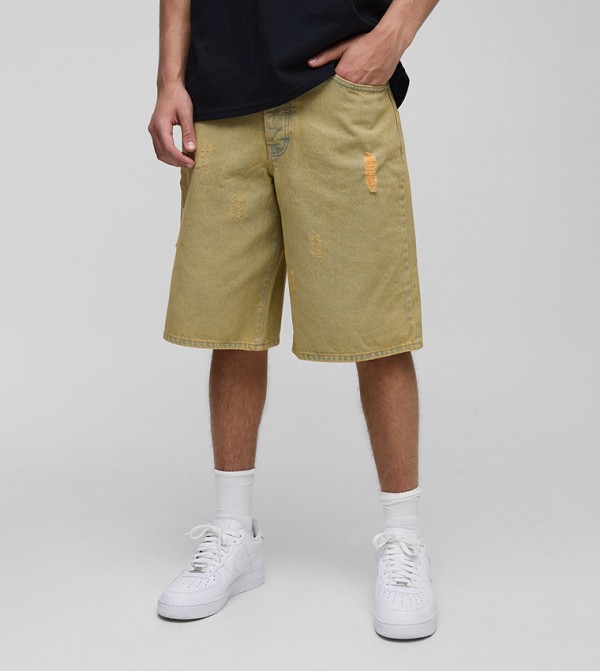 Bleach Washed Minimal Ripped Shorts