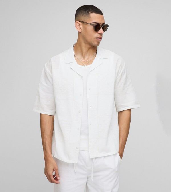 Tonal Printed Oversized Shirt