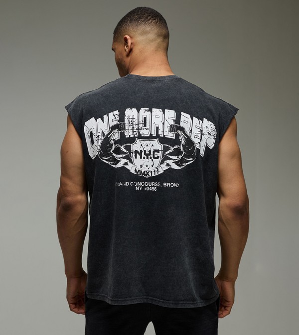 One More Rep NYC Oversized Washed Active Tank Top