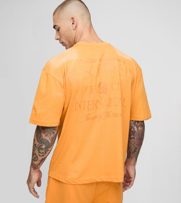 Blanket Stitch Spray Wash Oversized Graphic T-Shirt