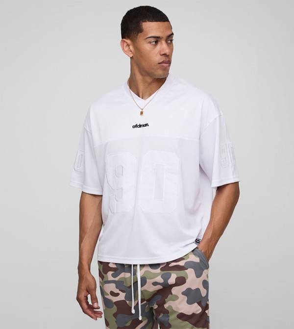 Mesh Applique Hockey Oversized T-Shirt