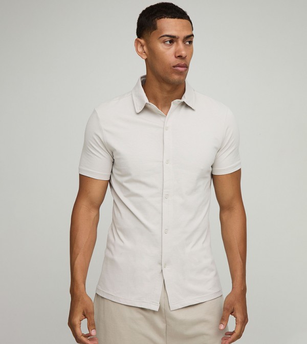 Stretch Muscle Fit Jersey Short Sleeves Shirt