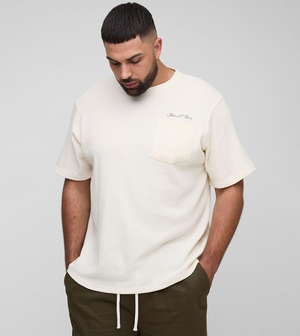 Plus & Tall Embroidered Pocket Oversized T-Shirt