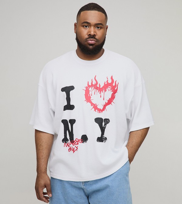 Plus & Tall Printed Crew Neck Oversized T-Shirt