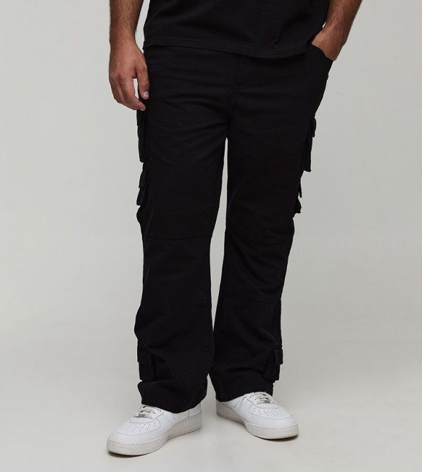 Plus & Tall Washed Multi Pocket Slim Flared Trousers