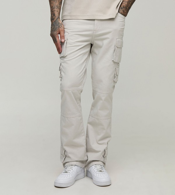 Tall Washed Multi Pocket Slim Flared Trousers