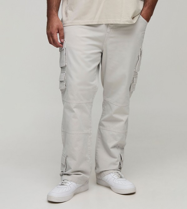 Plus & Tall Washed Multi Pocket Slim Flared Trousers
