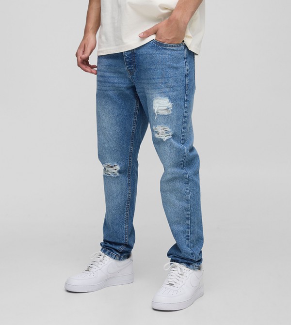 Washed Subtle Ripped Slim Fit Jeans