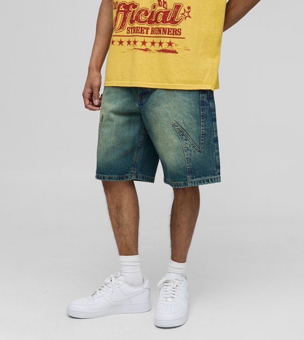 Relaxed Fit Paneled Tinted Shorts