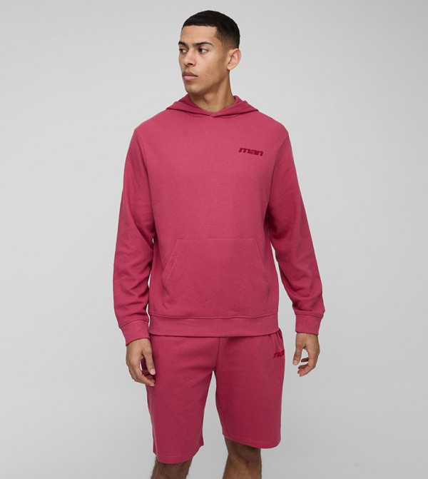 Regular Fit Waffle Varsity Hoodie