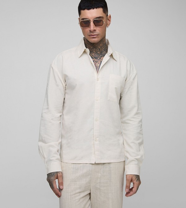 Tall Long Sleeves Linen Look Regular Fit Shirt