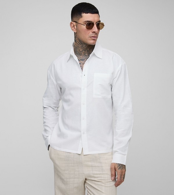 Tall Long Sleeves Linen Look Regular Fit Shirt