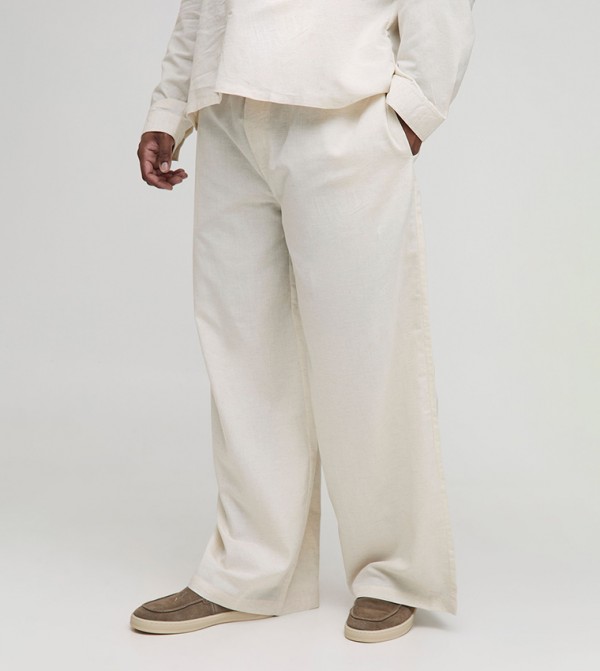 Linen Look Baggy Fit Trousers