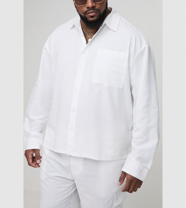 Plus & Tall Long Sleeves Linen Look Regular Shirt