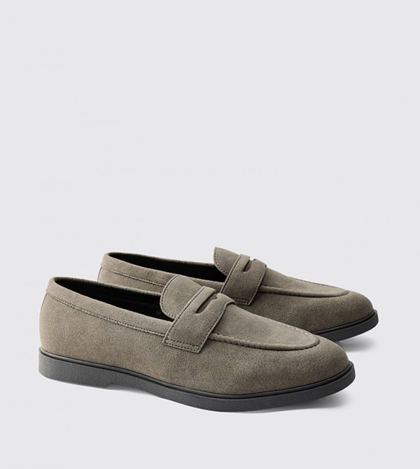 Faux Suede Saddle Loafers